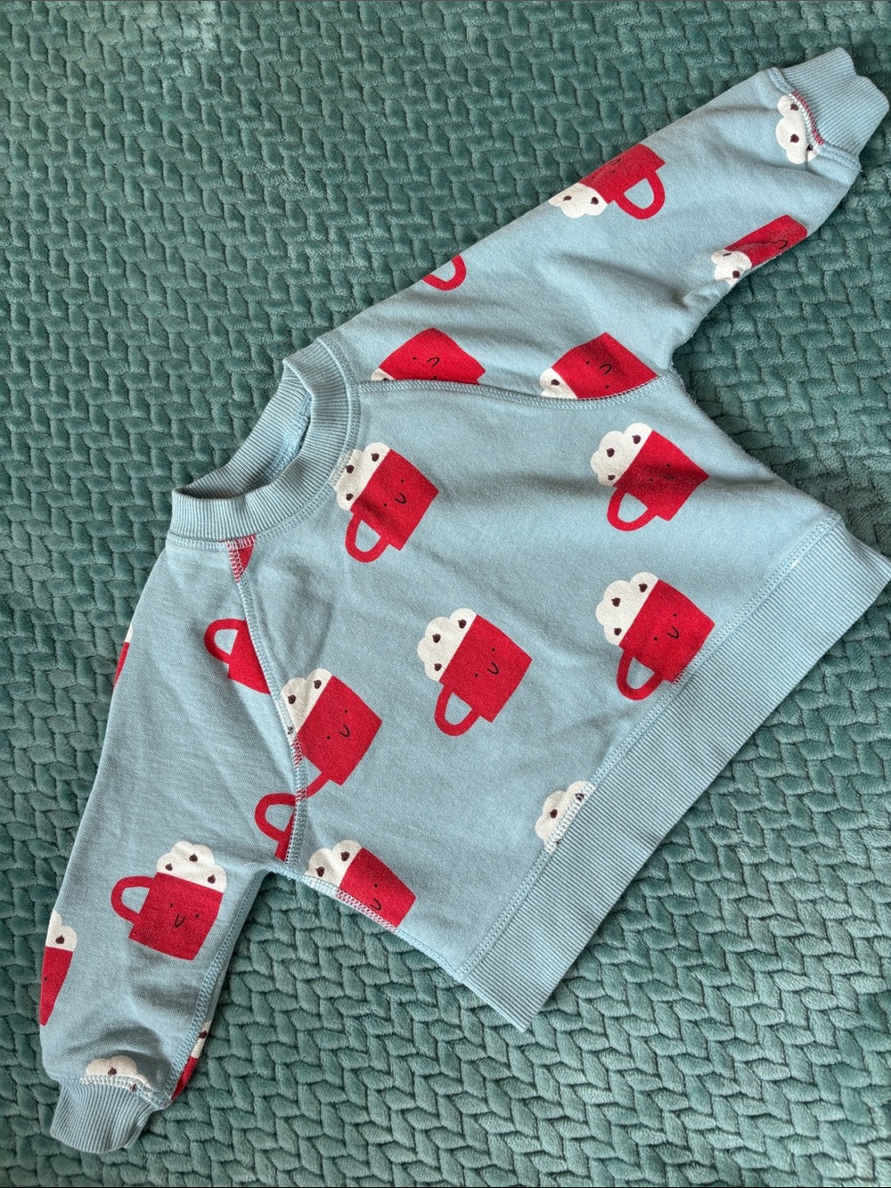 Hanna Andersson Kids Blue Sweatshirt Red Hot Cocoa Mug Print